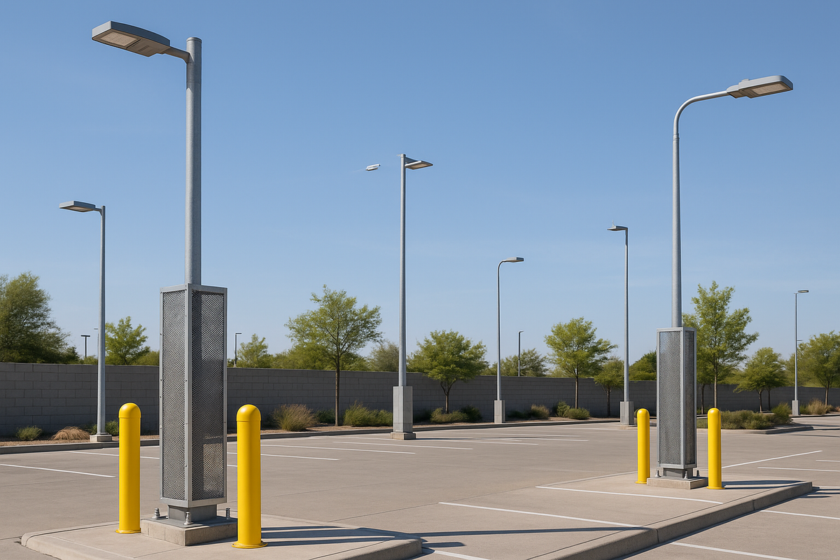 Public works light pole infrastructure in daylight