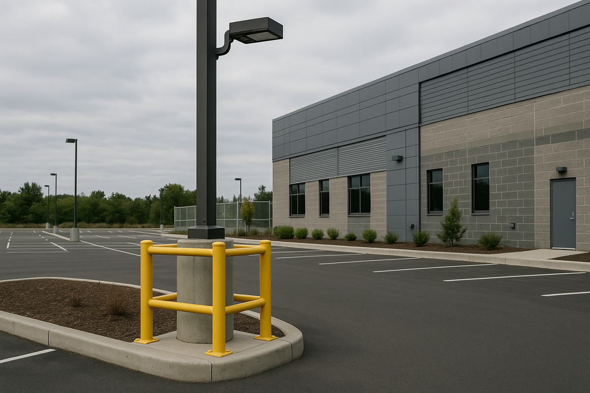 Protected outdoor lighting infrastructure at commercial property